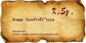 Kopp Szofrónia névjegykártya